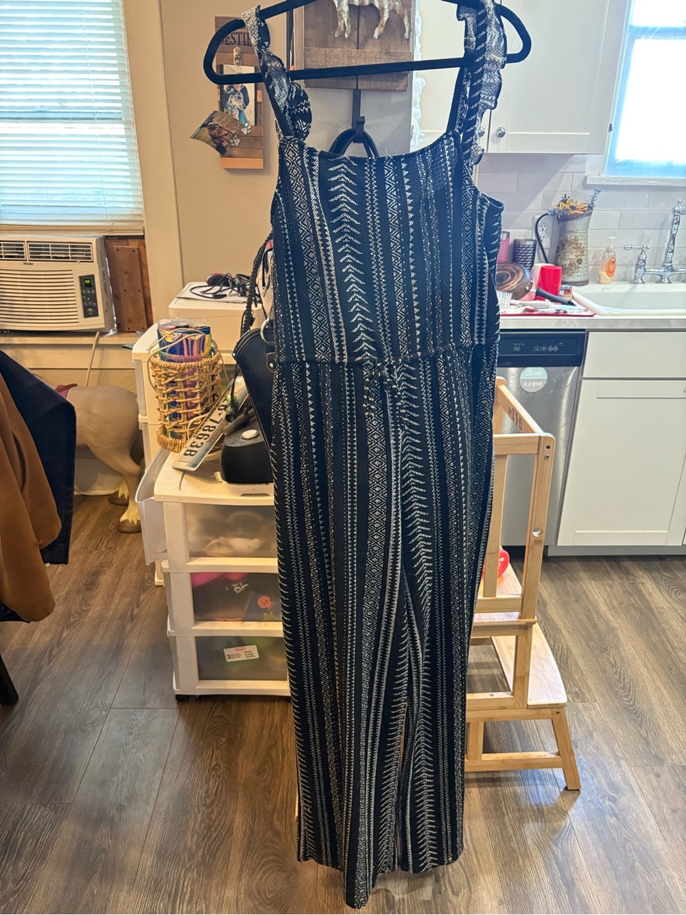 Black and White Striped Jumpsuit